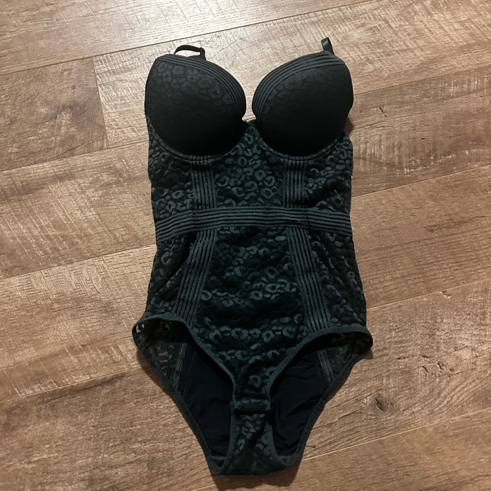 Dark Green Lace Bodysuit